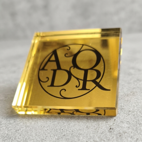 Plaque décor personnalisée  en verre églomisé - Or 23,75 carats
