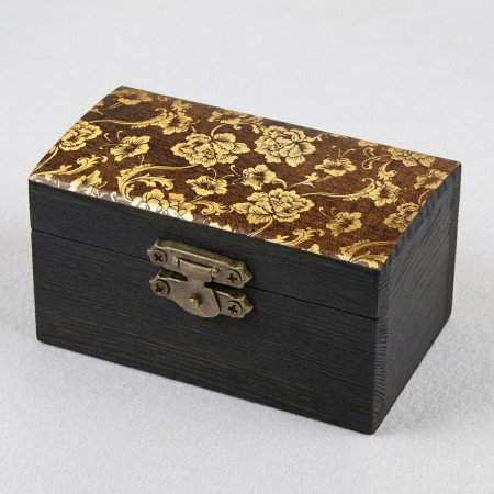 Coffre à bijoux décoré de marqueterie de feuille d'or 23,75 carats