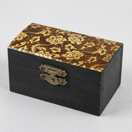 Coffre à bijoux décoré de marqueterie de feuille d'or 23,75 carats