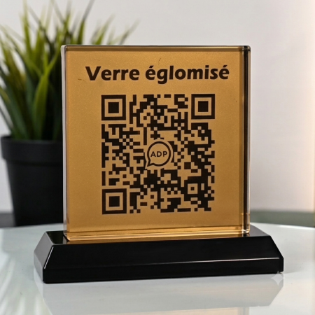 Plaque QR code en verre églomisé - Or 23,75 carats