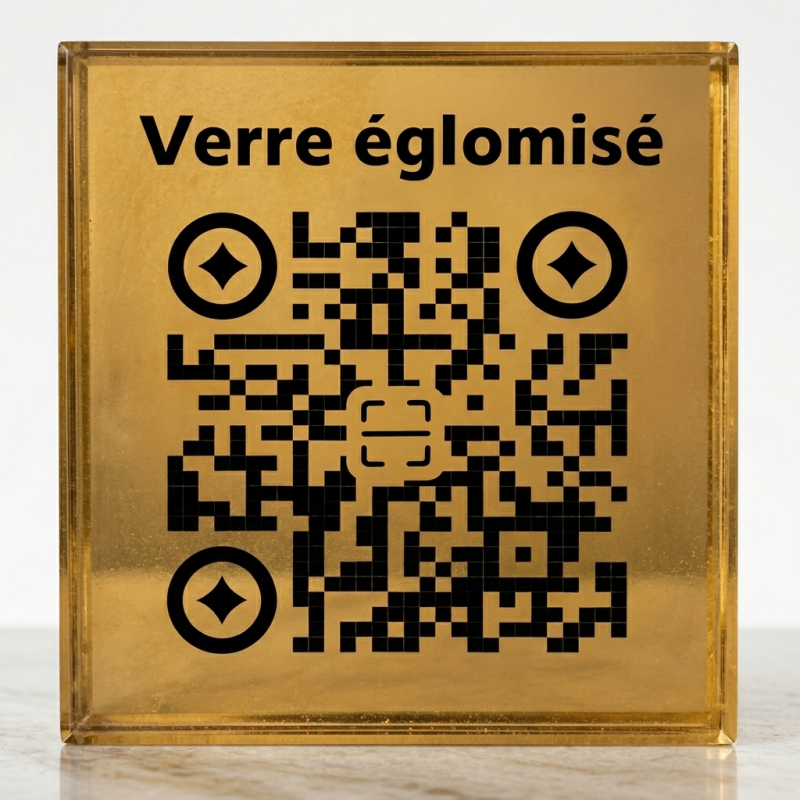 Plaque QR code en verre églomisé - Or 23,75 carats